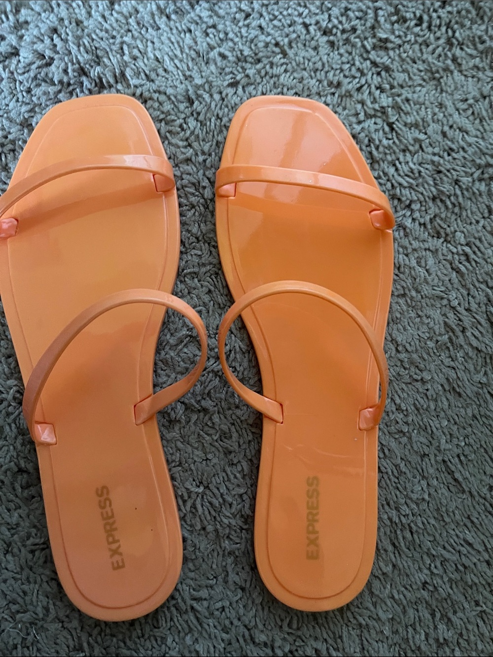 Express Orange Minimal Strappy Square-Toe Sandals